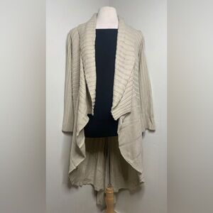 Alberto Makali Long Cardigan Knit Sweater Beige Neutral Cinched Women’s Large